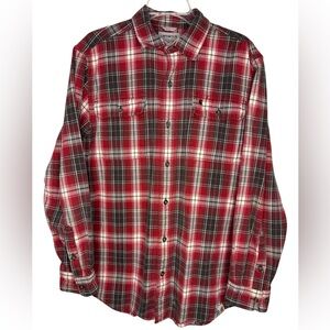 Carhartt Original Fit Plaid Heavyweight Cotton Shirt Mens Medium Red Brown